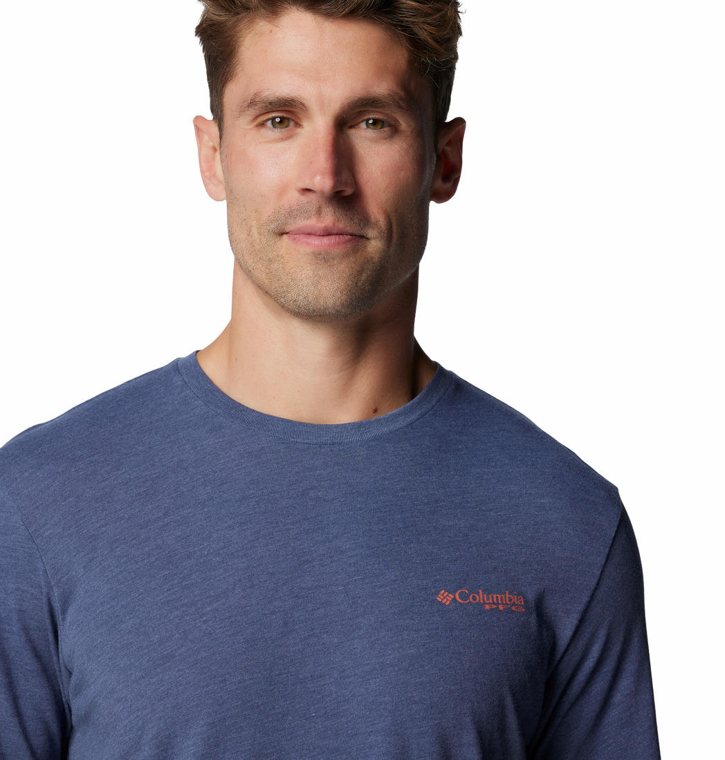 Columbia Mens Blue PFG Tarpon Rise Tech Tee SS
