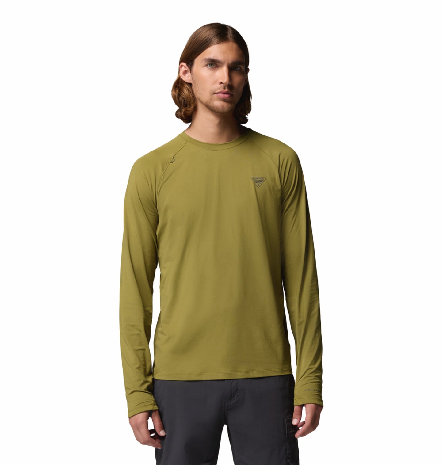 Columbia Men Olive Green Omni-Freeze Wild Cast Sun Tshirt