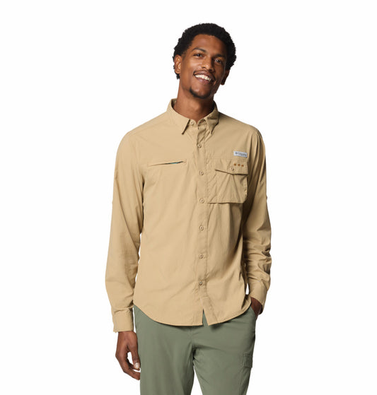 Columbia Mens Beige Omni-Shade Wild Cast Long Sleeve Shirt