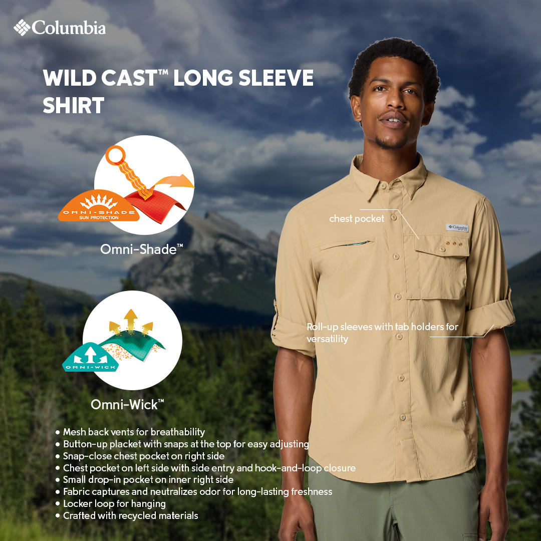 Columbia Mens Beige Omni-Shade Wild Cast Long Sleeve Shirt