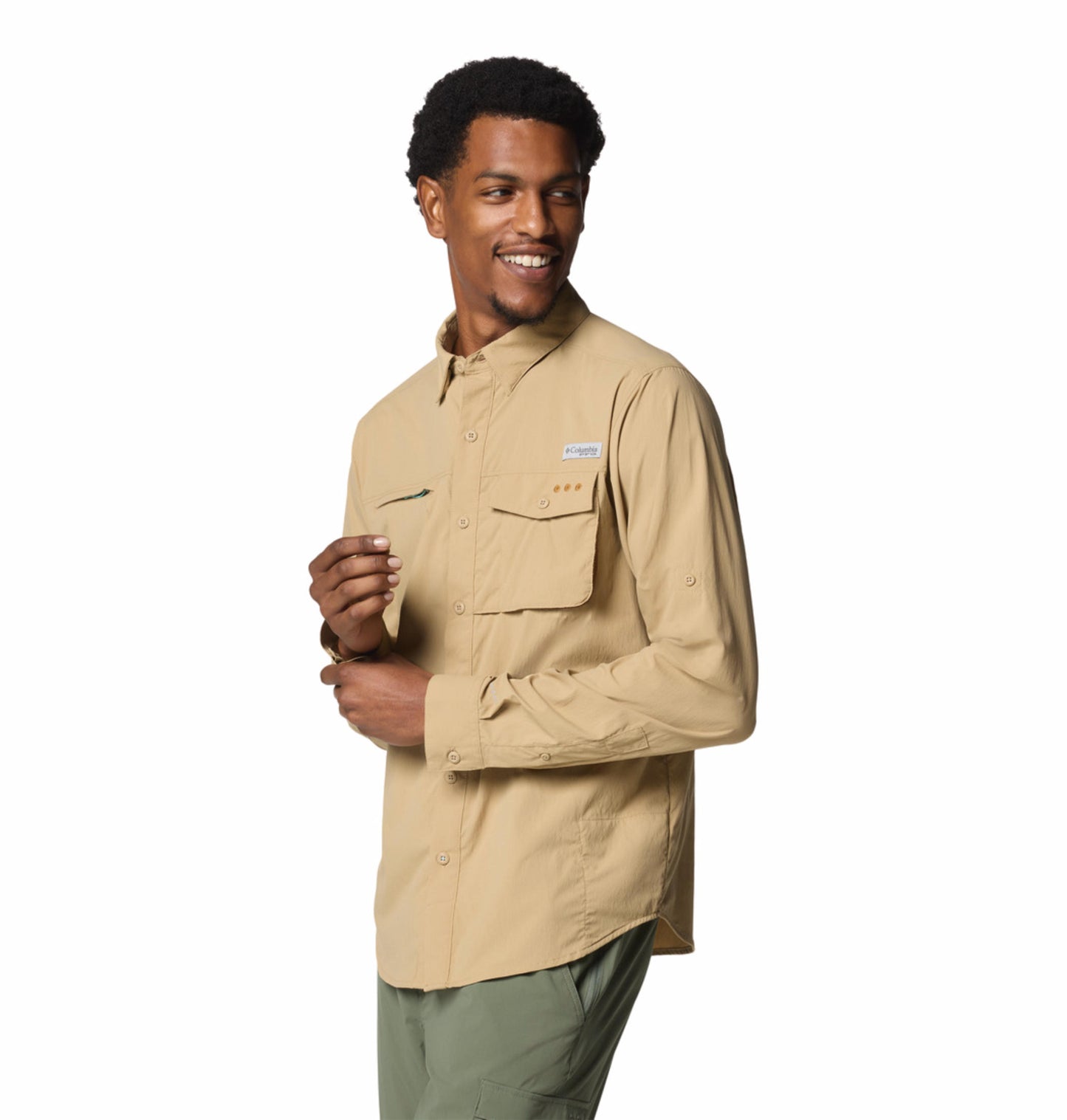 Columbia Mens Beige Omni-Shade Wild Cast Long Sleeve Shirt