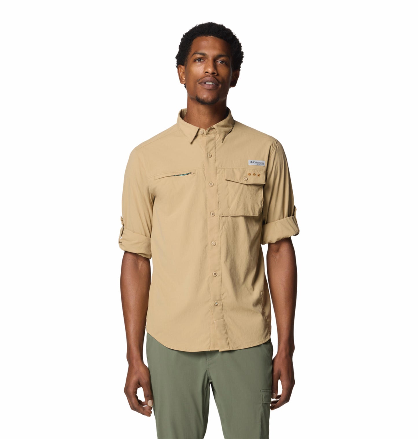 Columbia Mens Beige Omni-Shade Wild Cast Long Sleeve Shirt