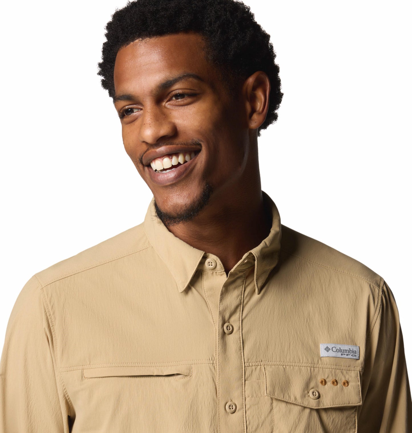 Columbia Mens Beige Omni-Shade Wild Cast Long Sleeve Shirt