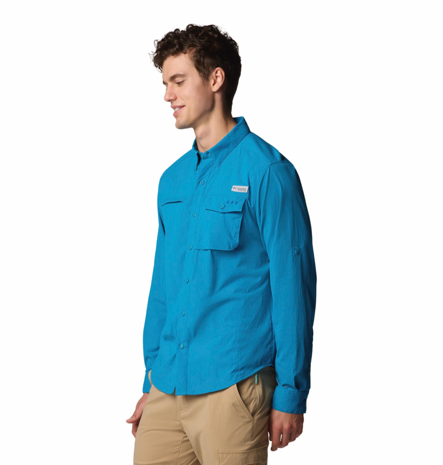 Columbia Mens Blue Omni-Shade Wild Cast Long Sleeve Shirt
