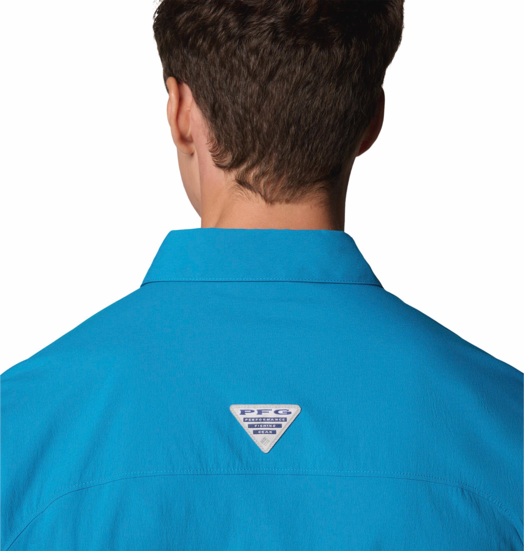 A Men Wearing Columbia Men Blue Wild Cast Long Sleeve Shirt (Sun Protection)