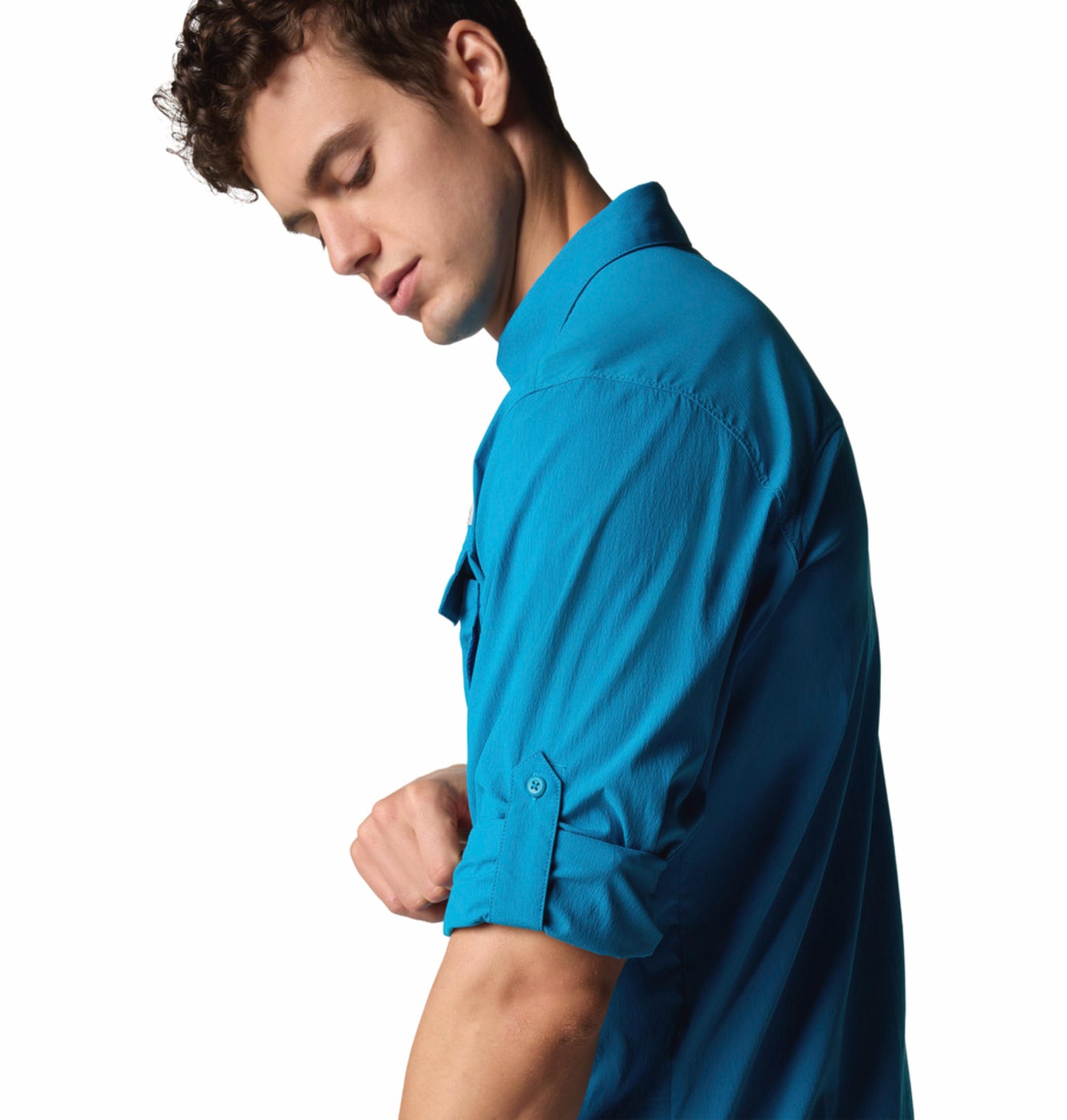 Columbia Mens Blue Omni-Shade Wild Cast Long Sleeve Shirt