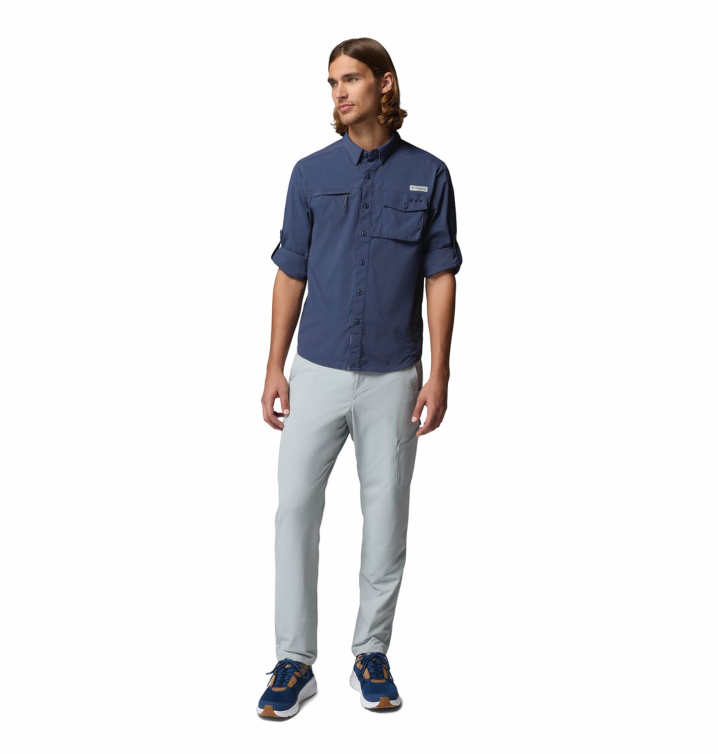 Columbia Men's Navy Blue Omni-Shade Long Sleeve Wild Cast Shirt