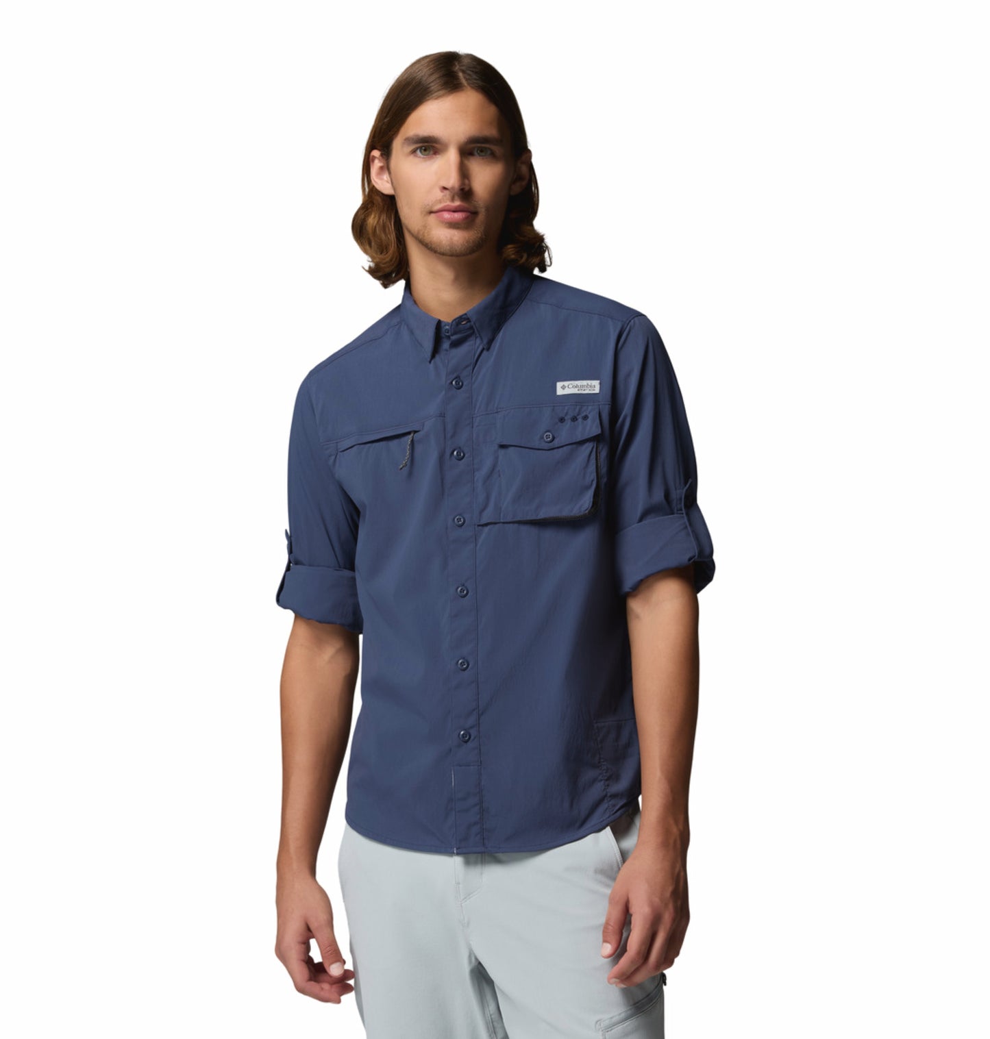 Columbia Men's Navy Blue Omni-Shade Long Sleeve Wild Cast Shirt