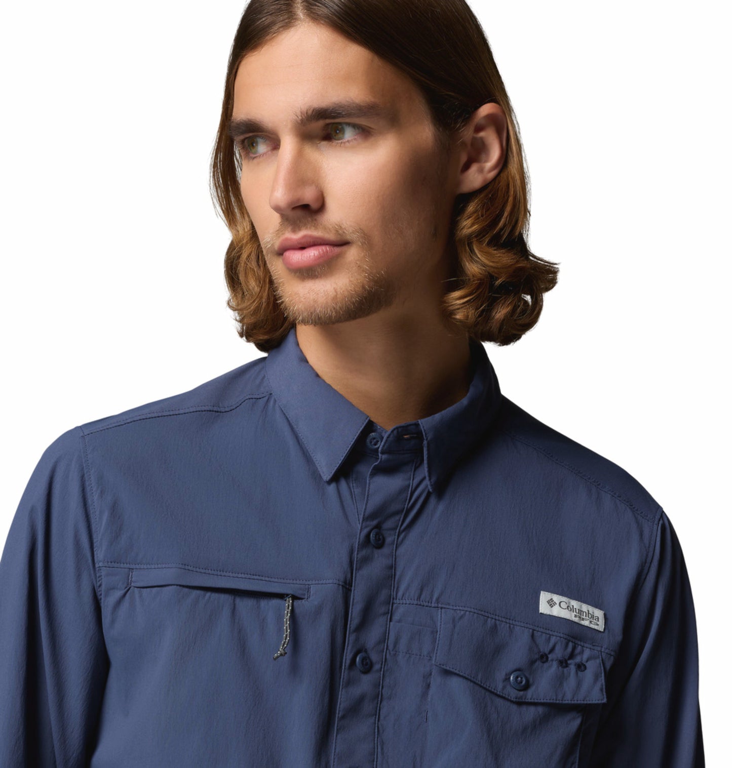 Columbia Men's Navy Blue Omni-Shade Long Sleeve Wild Cast Shirt