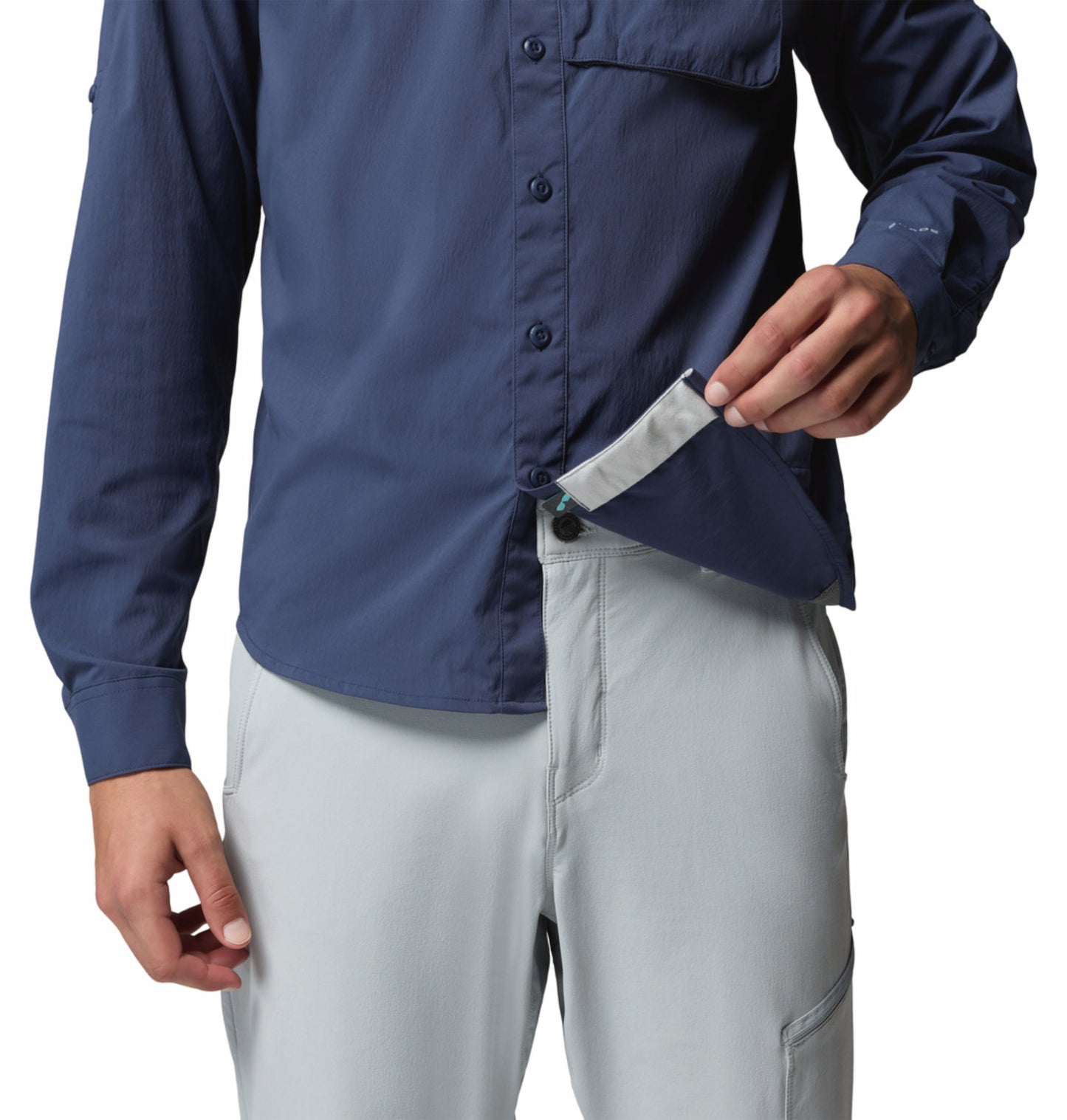 Columbia Men's Navy Blue Omni-Shade Long Sleeve Wild Cast Shirt