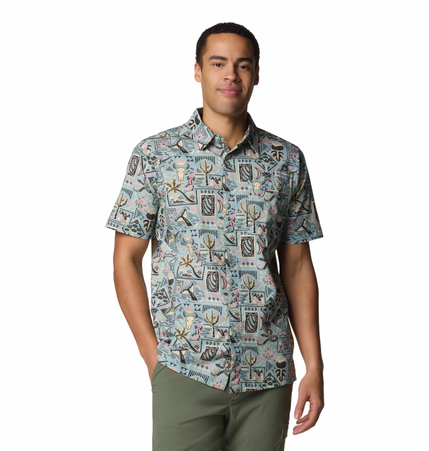 Columbia Mens Multicolor Wild Cast Camp Shirt