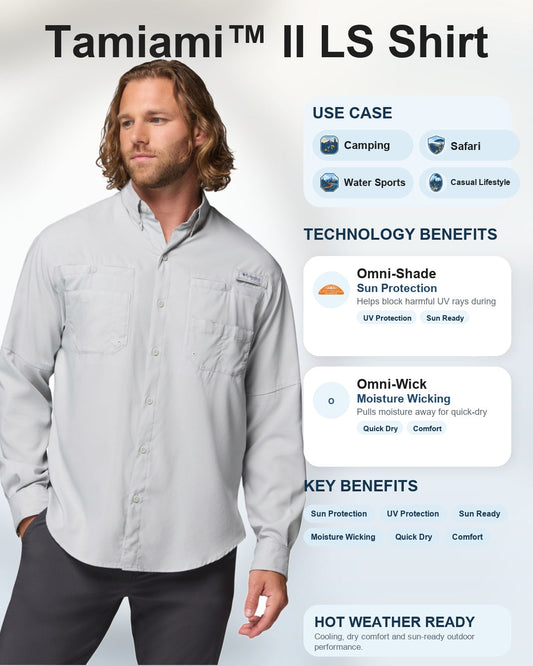 men black omni shade tamiami ii long sleeve shirt plus size