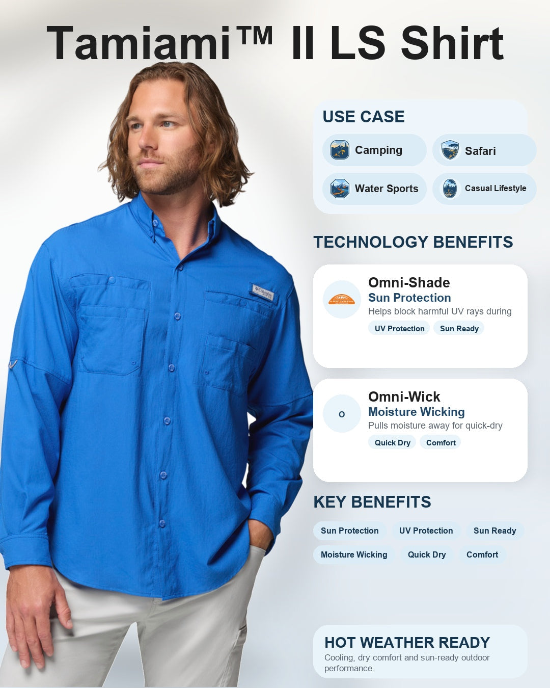 men blue omni shade tamiami ii long sleeve shirt plus size