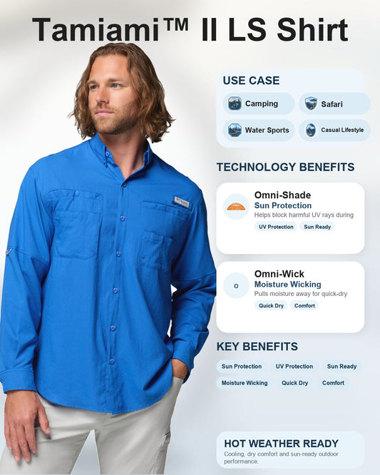 men blue omni shade tamiami ii long sleeve shirt plus size