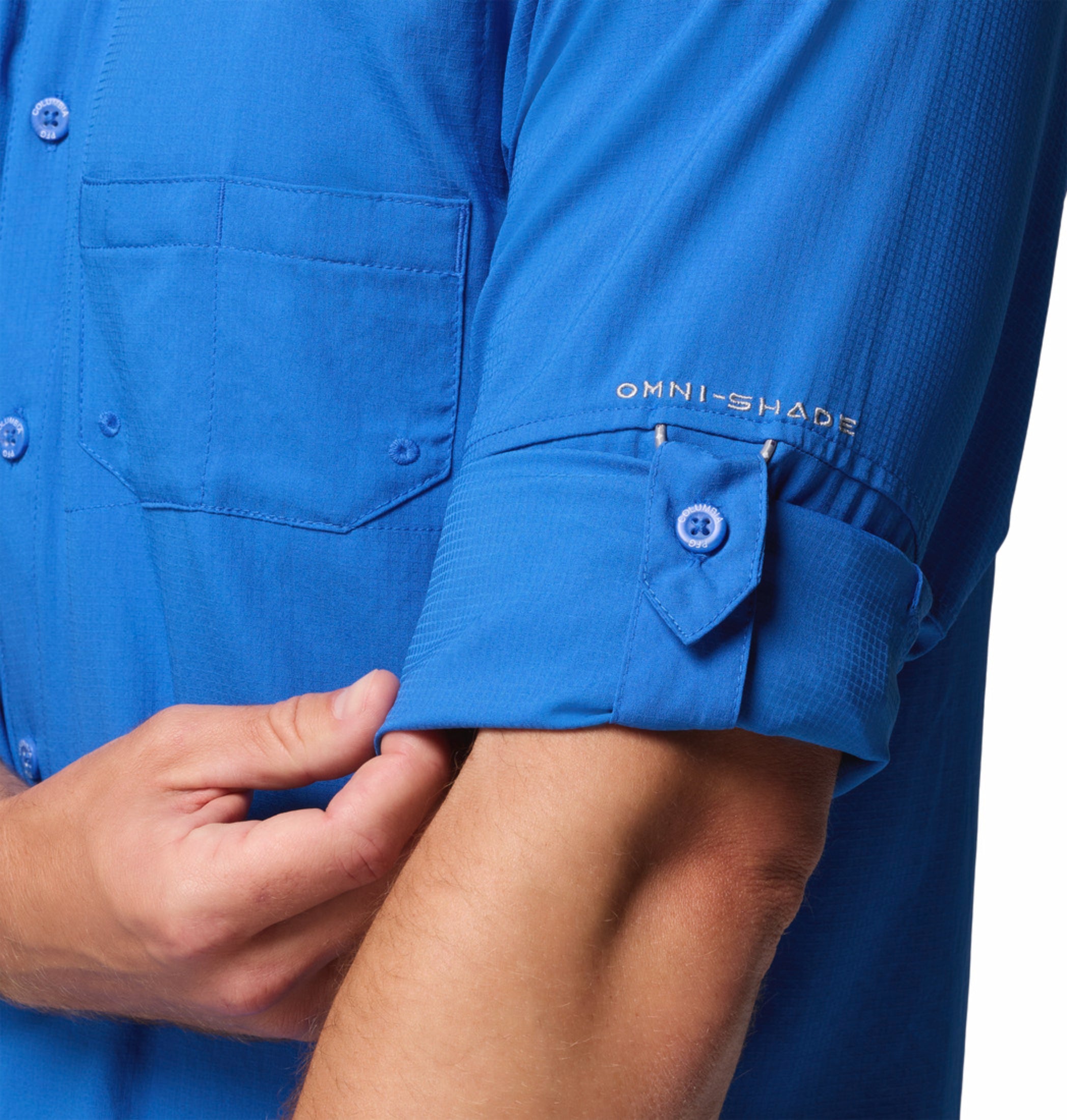 men blue omni shade tamiami ii long sleeve shirt plus size