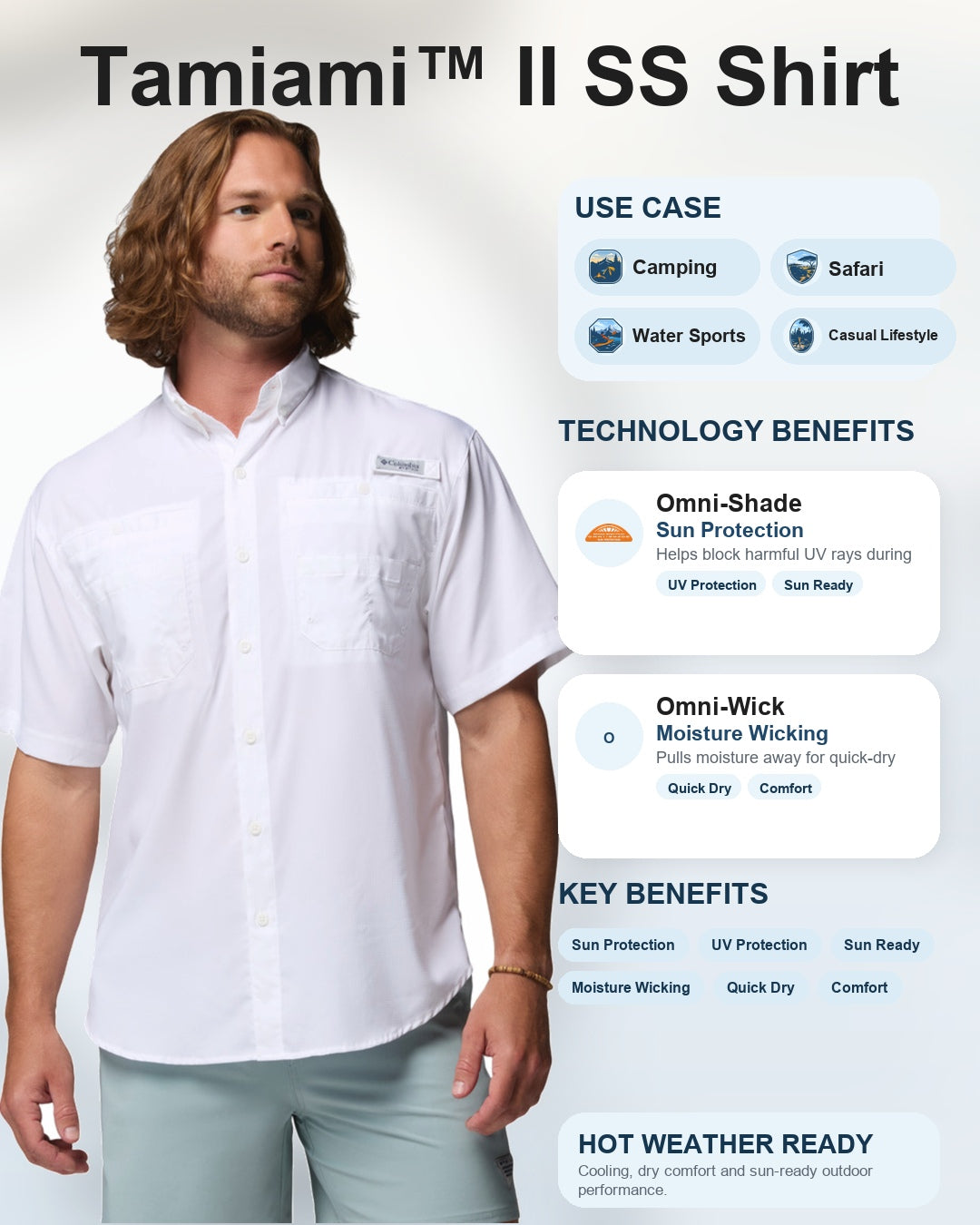 men white omni shade tamiami ii short sleeve shirt plus size