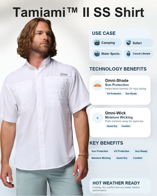 men white omni shade tamiami ii short sleeve shirt plus size