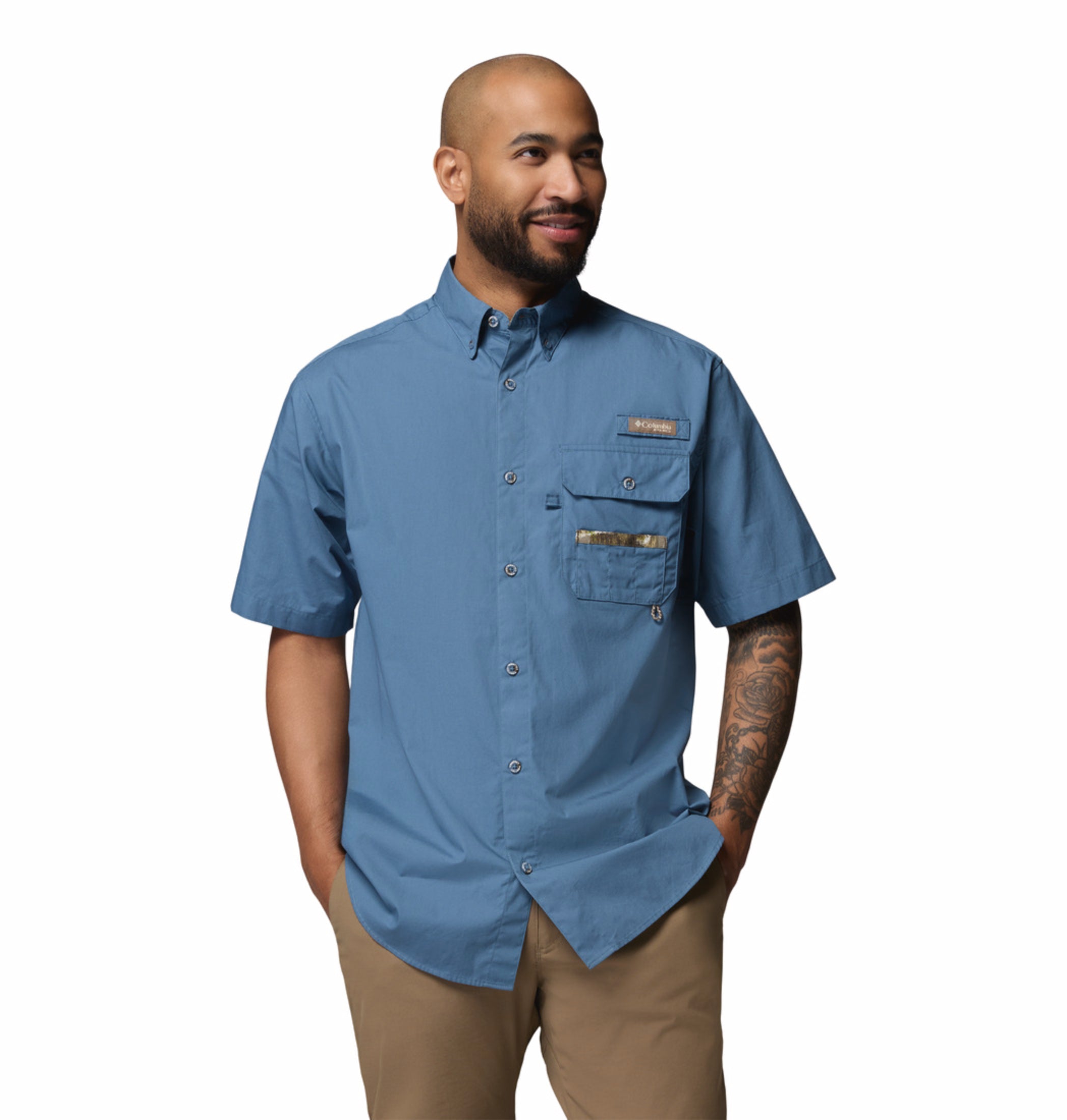 men blue sharptail short sleeve shirt