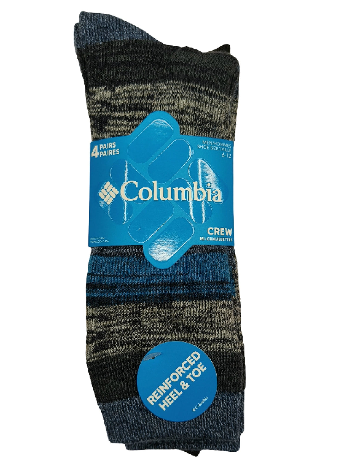Columbia Men Multi Moisture Control Space Dye Stripe Crew Socks - Pack of 4
