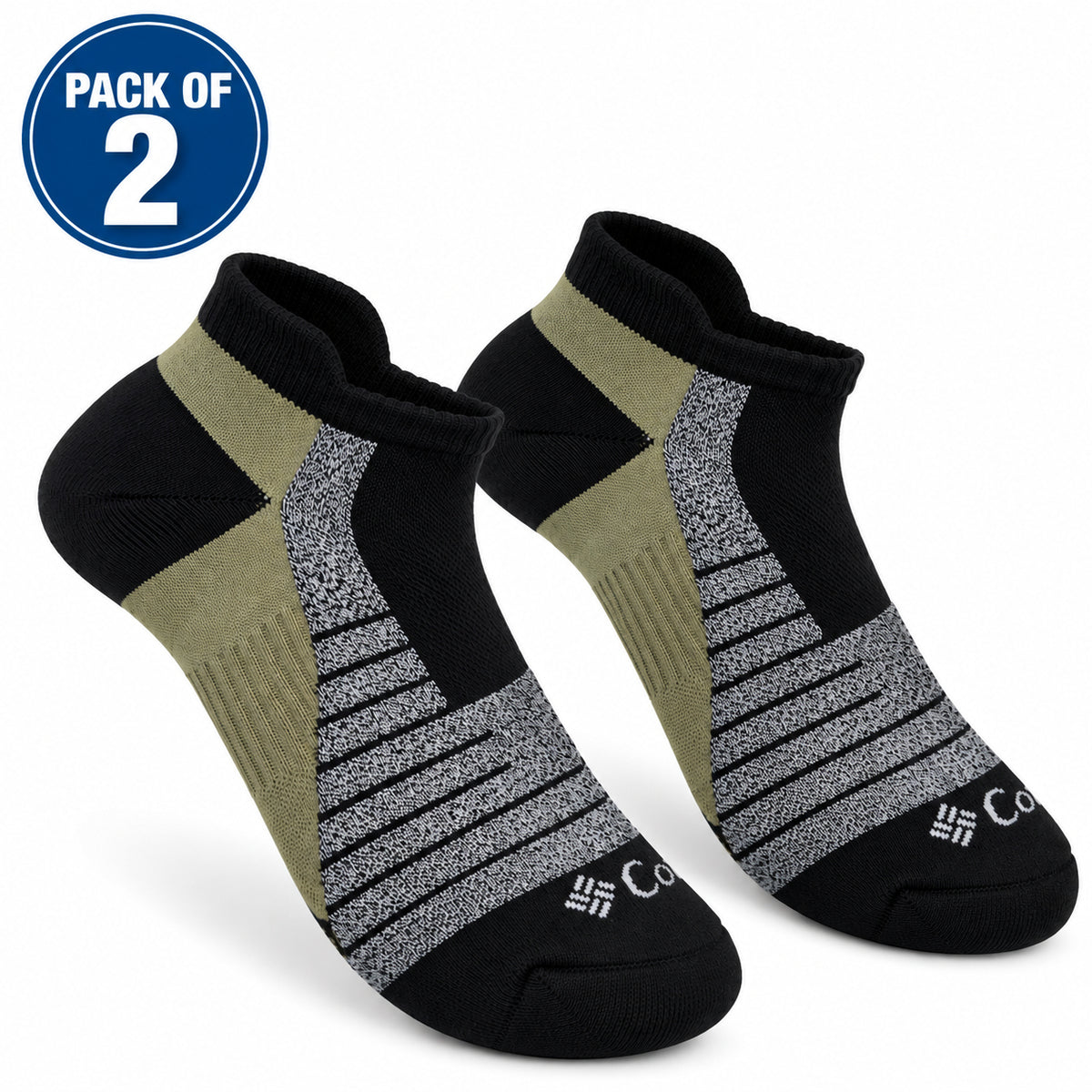 Columbia Men Black Lightweight Active No Show Socks Pack of 2 (Non Returnable)