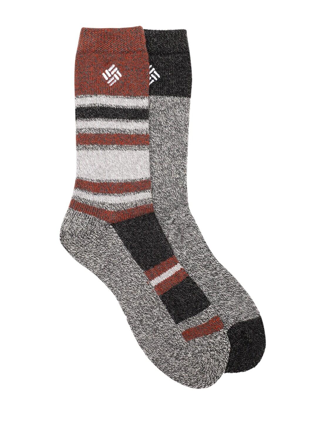 Columbia Men Grey Repreve Marl Stripe Wool Crew (2 Pairs) (Non Returnable)