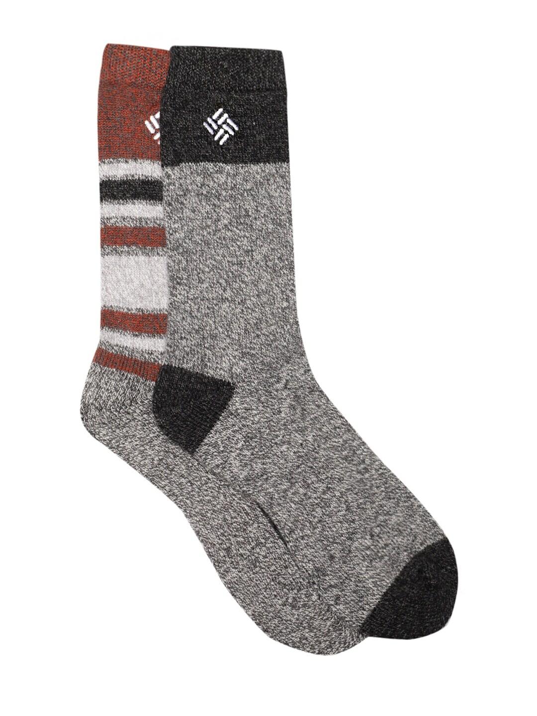 Columbia Men Grey Repreve Marl Stripe Wool Crew (2 Pairs) (Non Returnable)