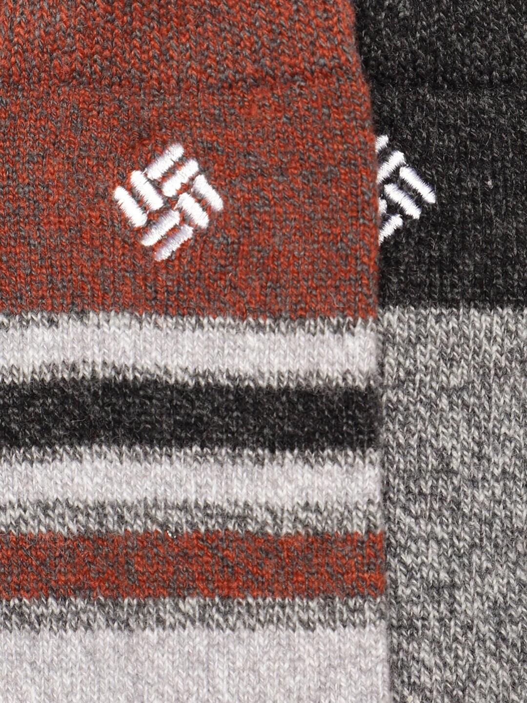 Columbia Men Grey Repreve Marl Stripe Wool Crew (2 Pairs) (Non Returnable)