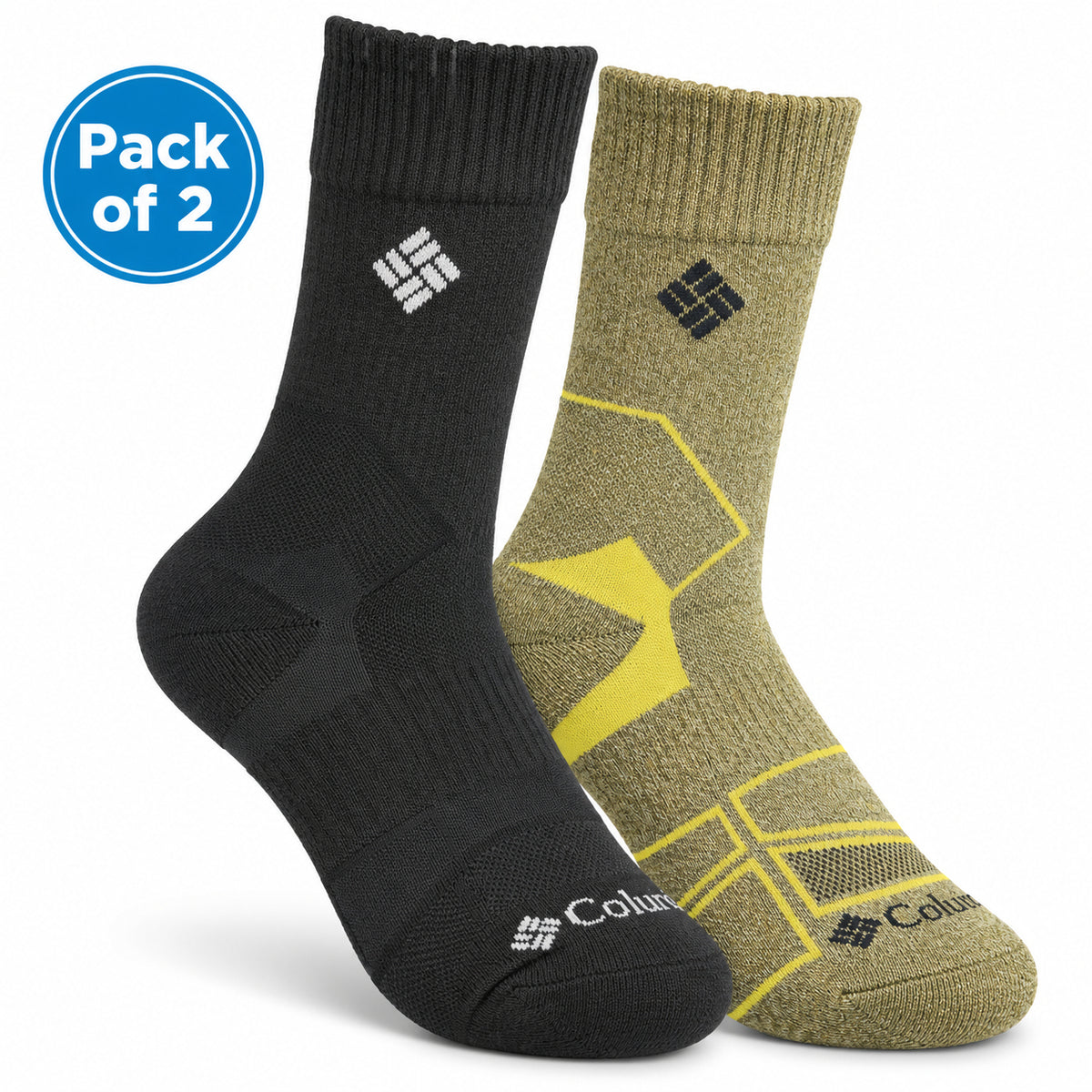 Columbia Men Multi Hike Crew Half Cush Socks Pack of 2 (Non Returnable)