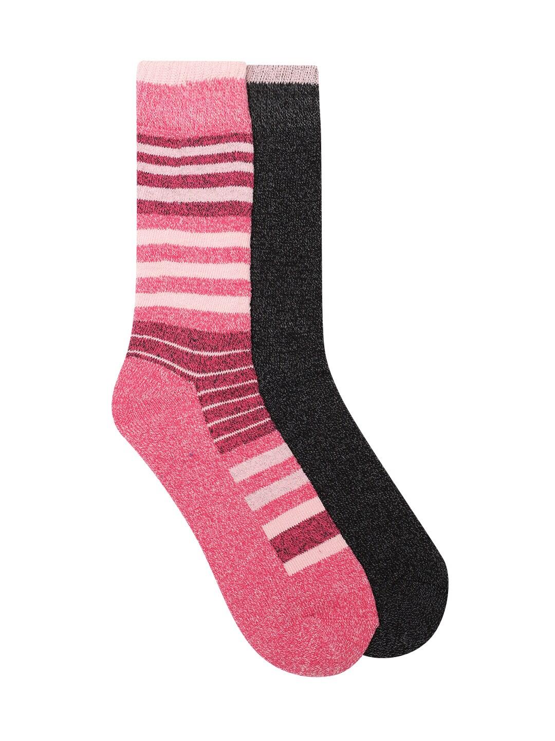 Columbia Women Black Moisture Control Stripe Crew  (2 Pair) (Non Returnable)