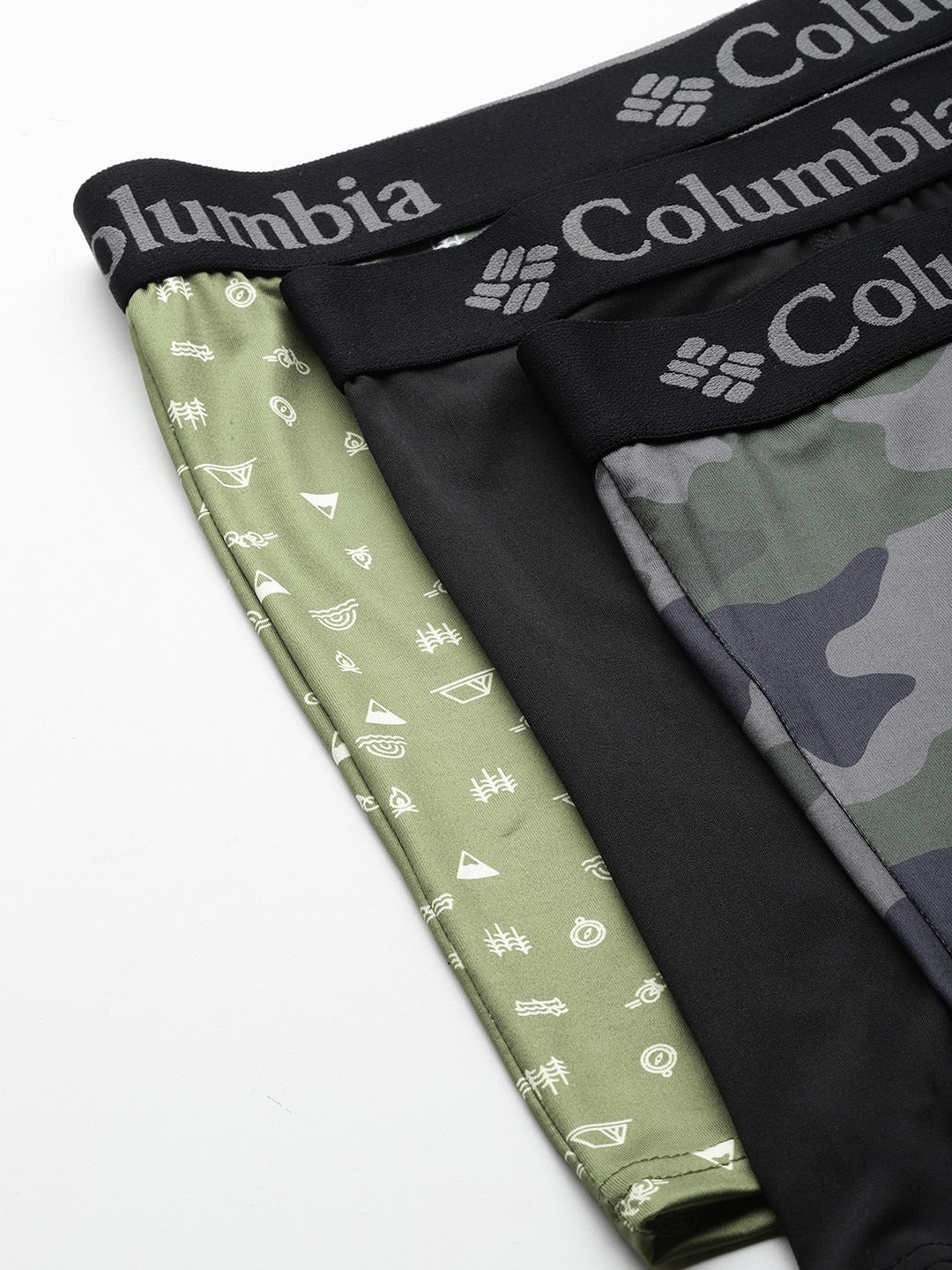 Columbia Men Multi Printed Polyester / Stretch 3 Pack Solid Boxer Brief (Non Returnable)