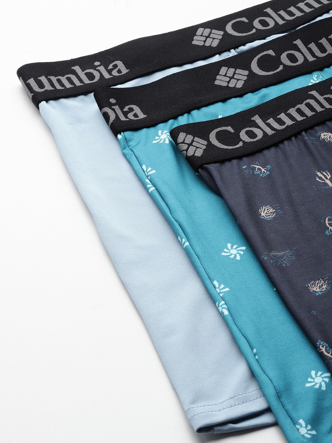 Columbia Men Blue Printed Polyester / Stretch 3 Pack Solid Boxer Brief (Non Returnable)