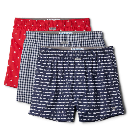 Columbia Mens Multi PFG 3 Pack Printed Woven Boxer (Non Returnable)