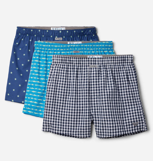 Columbia Mens Multi PFG 3 Pack Printed Woven Boxer (Non Returnable)