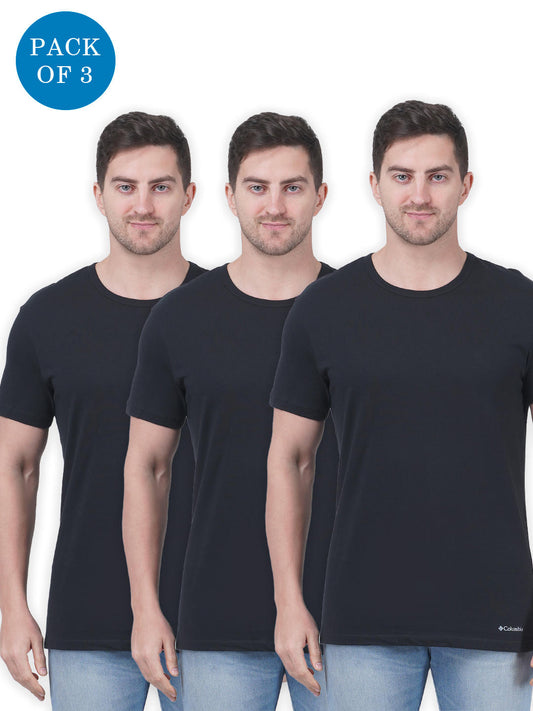 Columbia Men Black Columbia Men 100% Pure Cotton Crew-Neck Classic Fit T-Shirts (Pack Of 3)