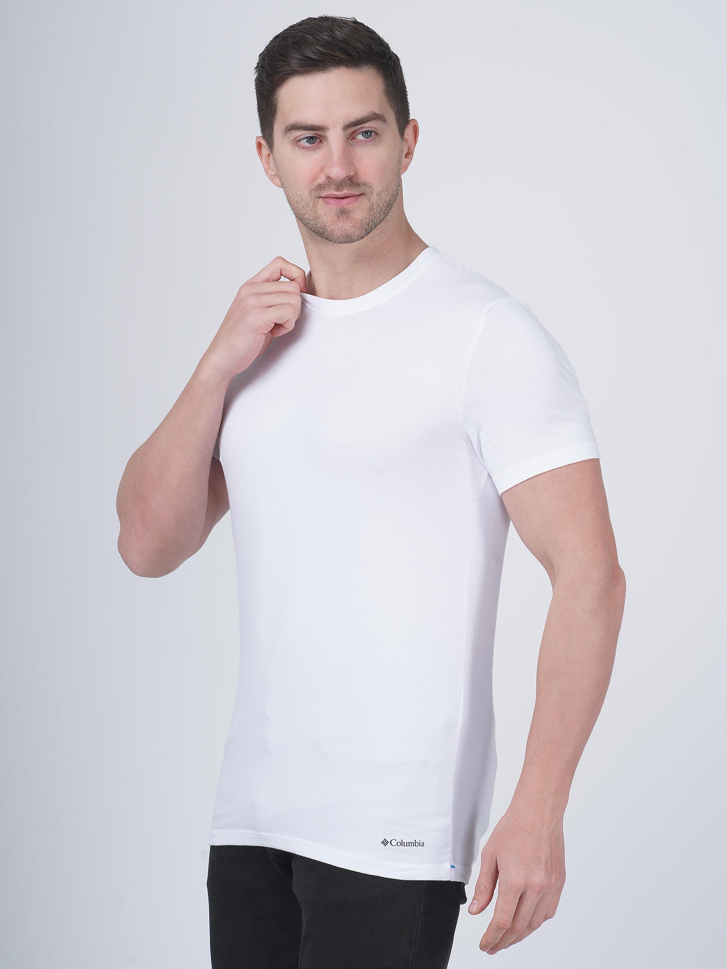 Columbia Men White 100% Pure Cotton Crew-Neck Classic Fit T-Shirt (Pack of 3) (Non Returnable)