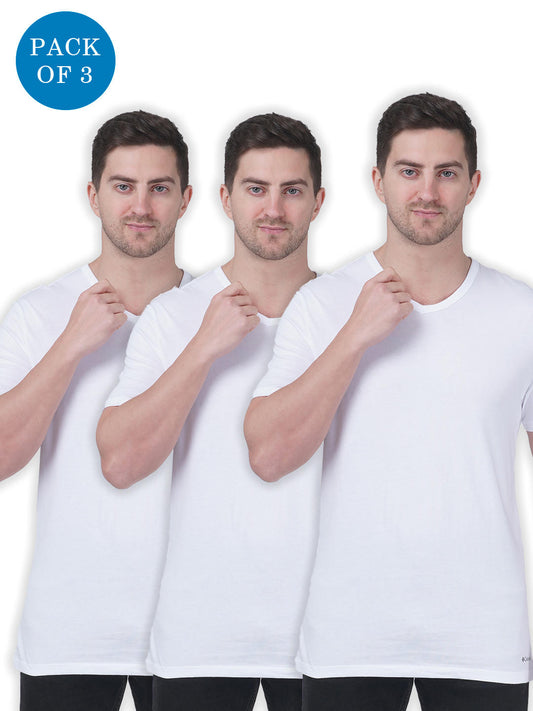 Columbia Men White Columbia Men 100% Pure Cotton V-Neck Classic Fit T-Shirts (Pack Of 3)