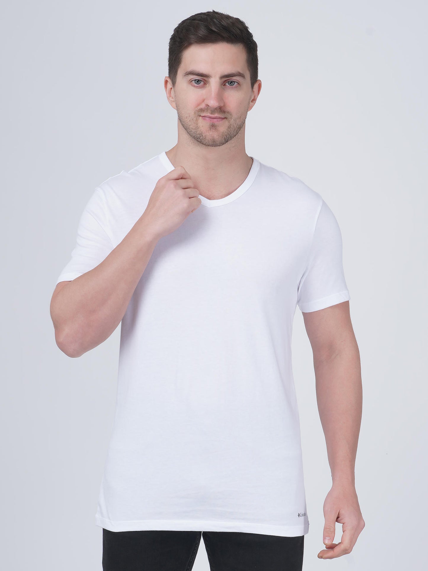 Columbia Men White Columbia Men 100% Pure Cotton V-Neck Classic Fit T-Shirts (Pack Of 3) (Non Returnable)