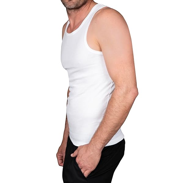 Columbia Men White A Frame Tank Vest - Pack of 4 (Non-Returnable)