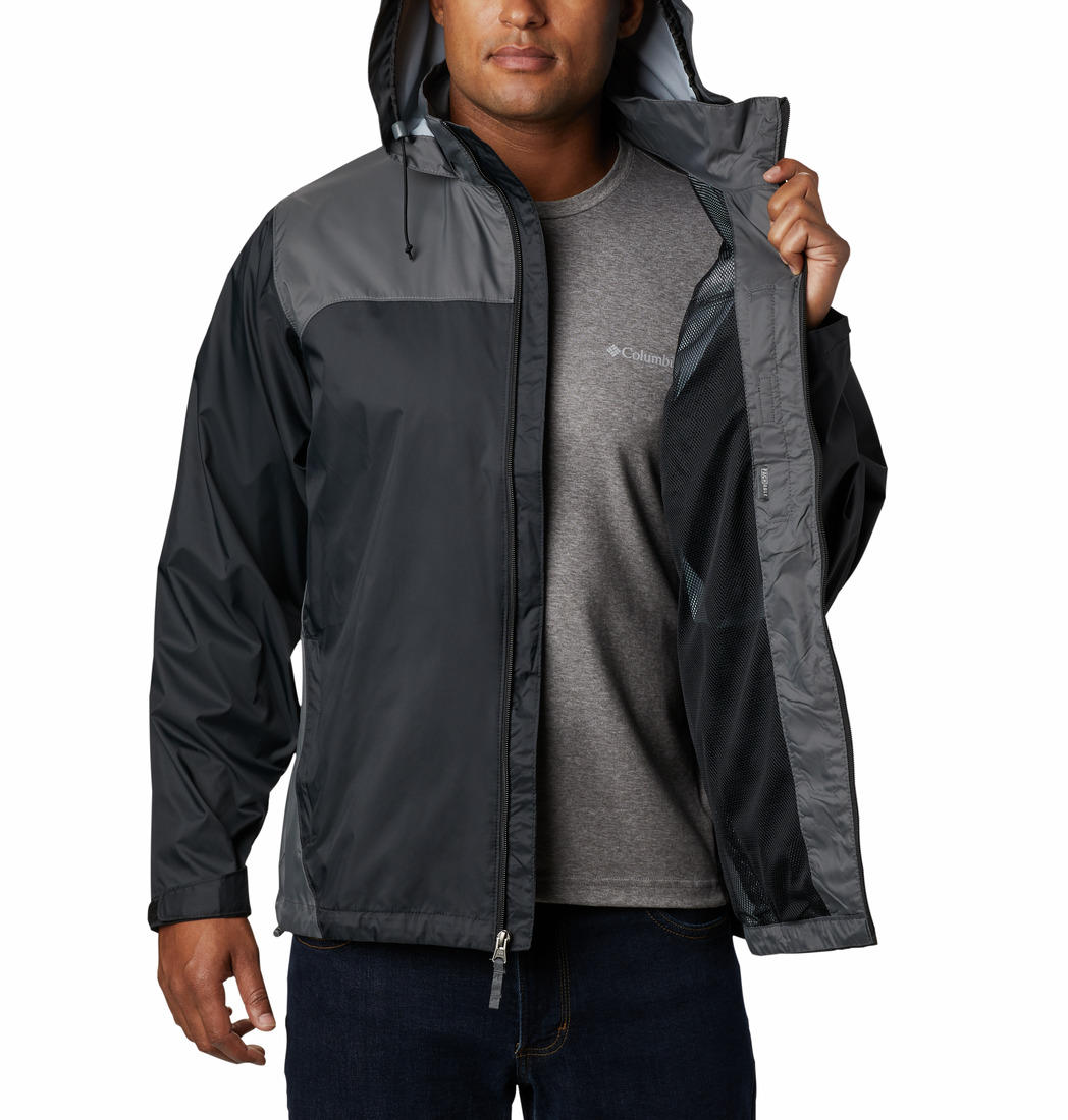 Columbia Men Black Omni-Shield Glennaker Lake Hooded Water Repellent Jacket