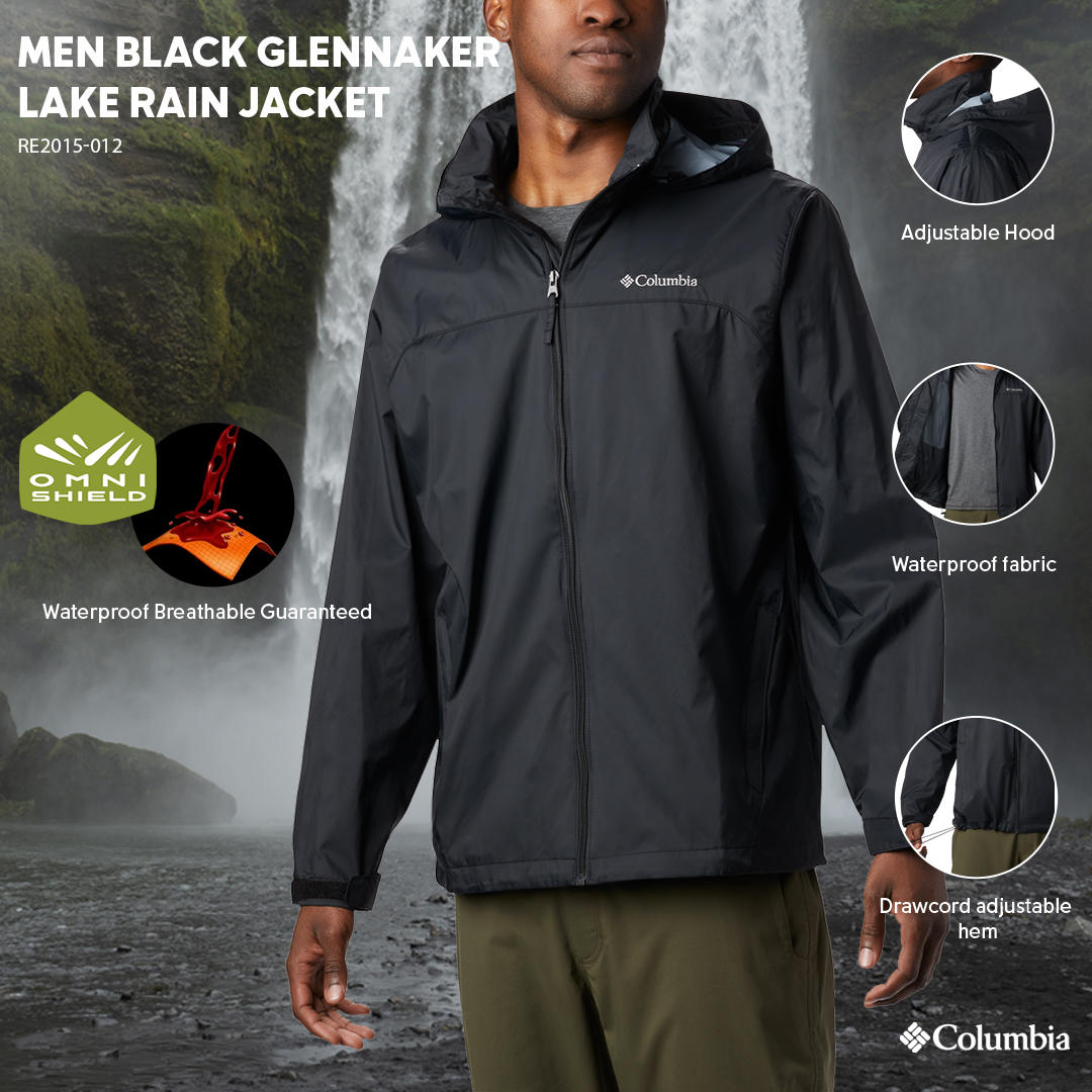 Columbia Men Black Glennaker Lake Rain Jacket
