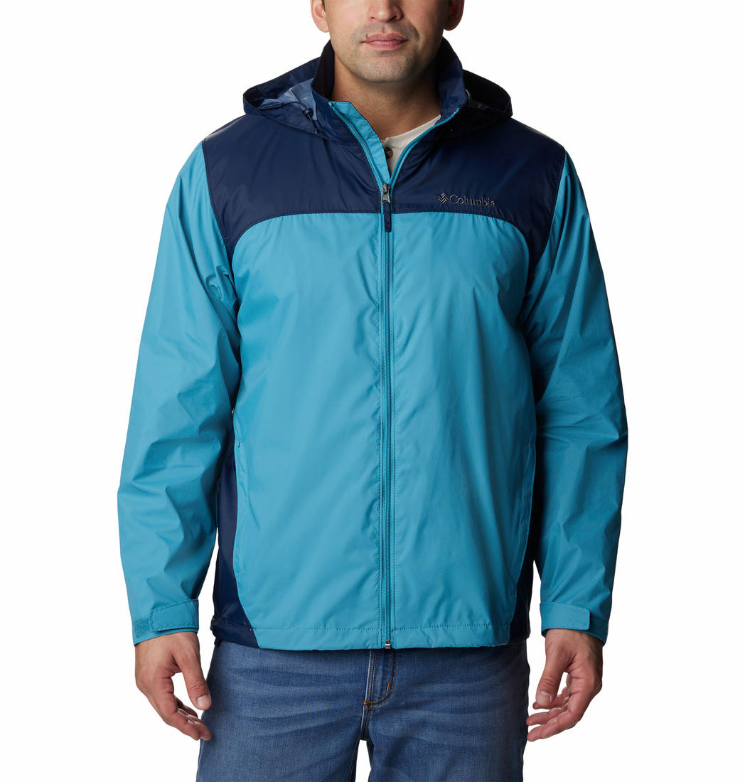 Columbia Men Navy Blue Omni-Shield Glennaker Lake Hooded Water Repellent Jacket