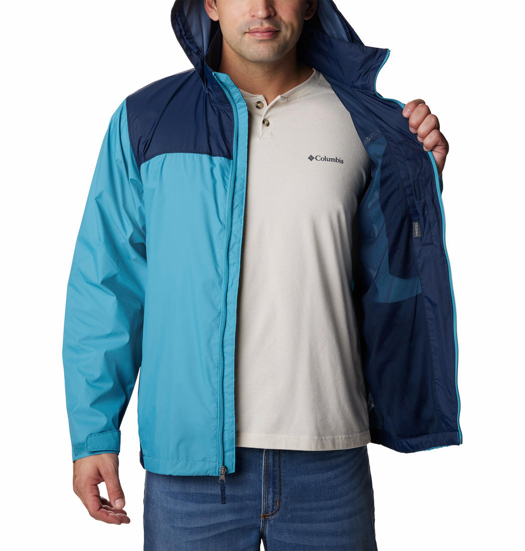 Columbia Men Navy Blue Omni-Shield Glennaker Lake Hooded Water Repellent Jacket