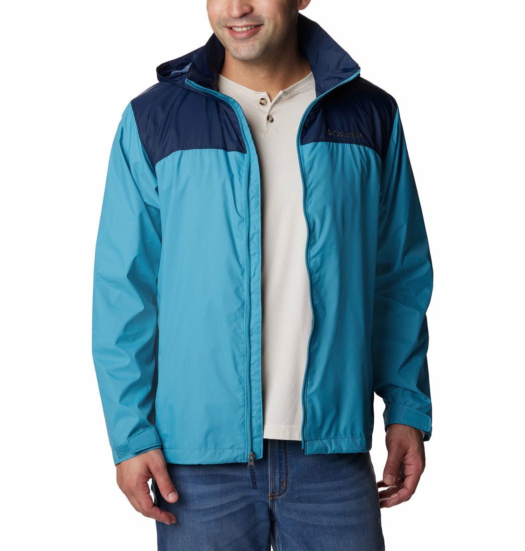 Columbia Men Navy Blue Omni-Shield Glennaker Lake Hooded Water Repellent Jacket