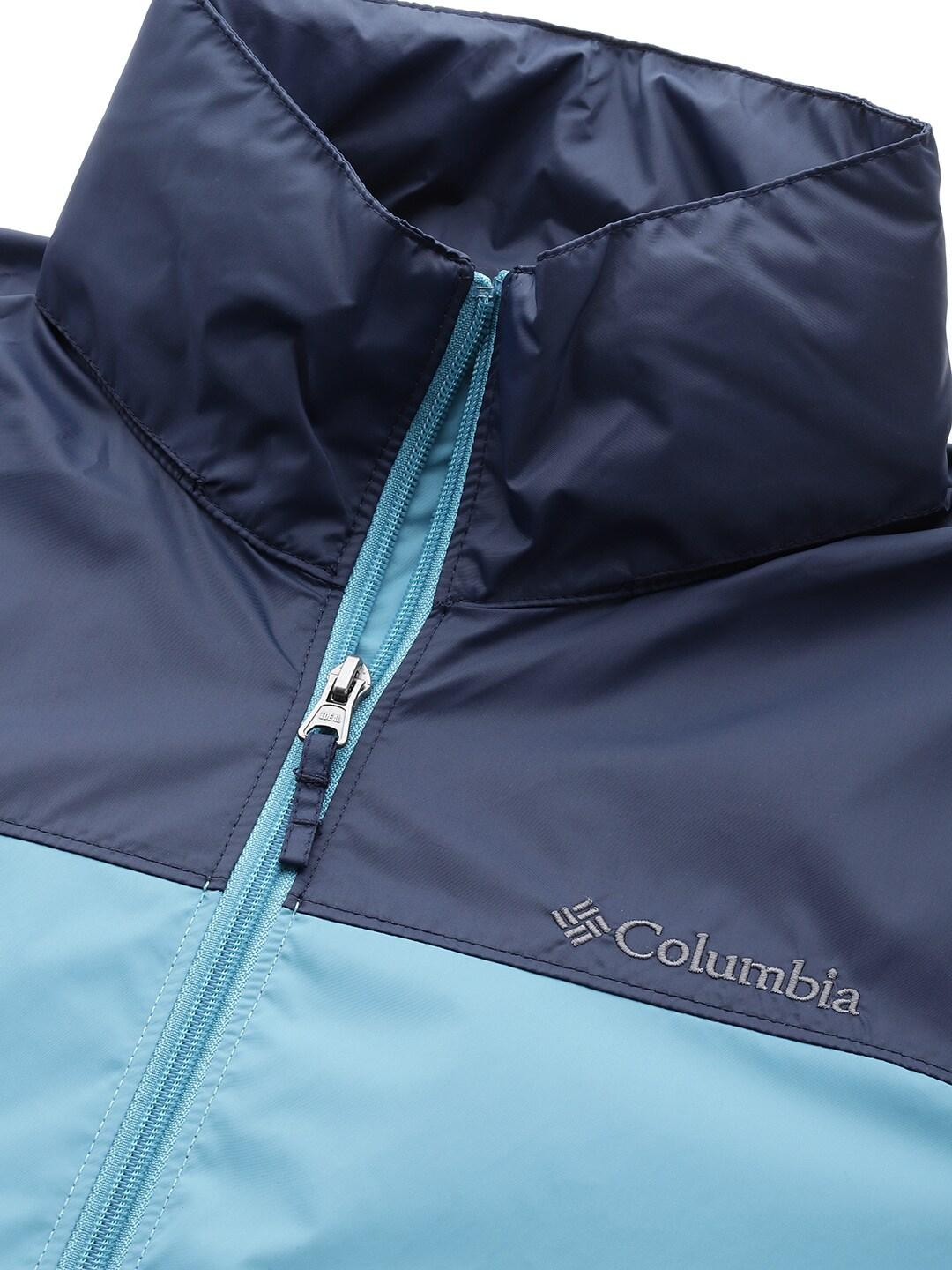 Columbia Men Navy Blue Omni-Shield Glennaker Lake Hooded Water Repellent Jacket