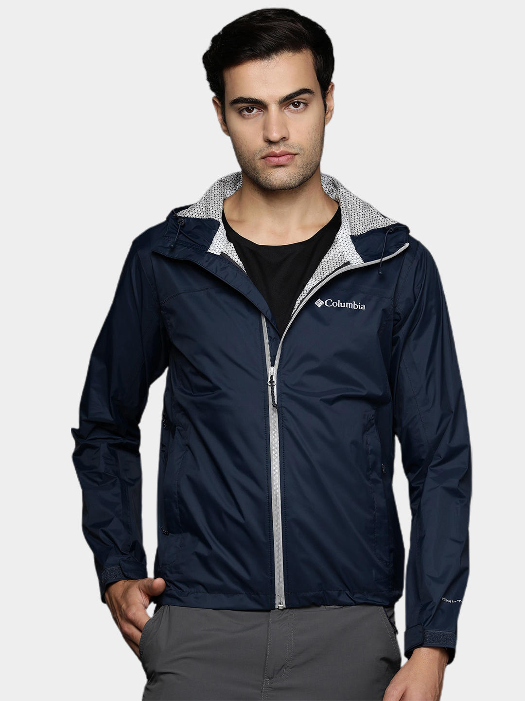Columbia Men Navy Blue Evapouration Rain Jacket