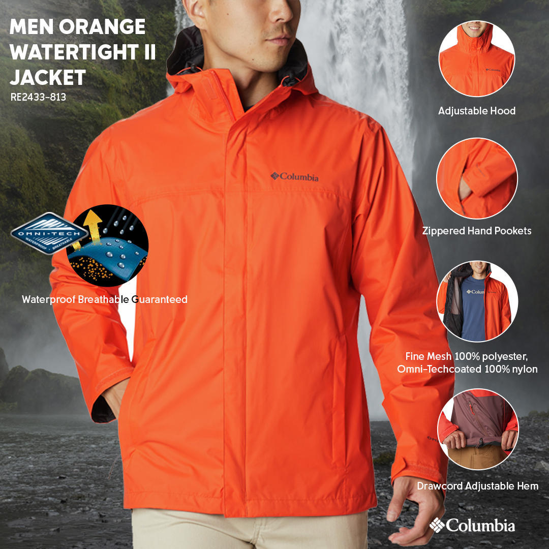 Columbia Men Orange Watertight II Jacket Waterproof