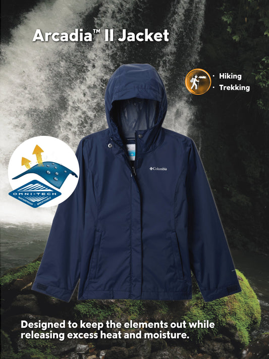 Columbia Kids Girls Navy Blue Omni-Tech Arcadia II Rain Jacket