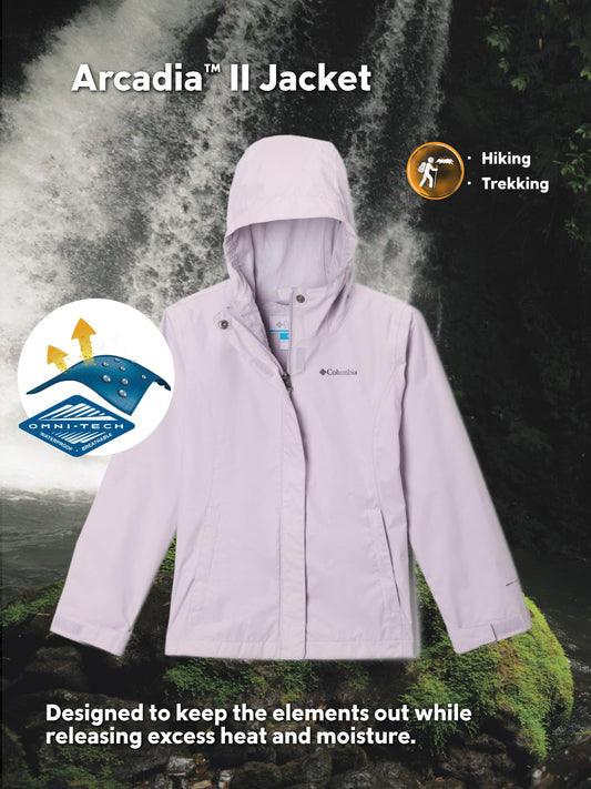 Columbia Kids Girls Purple Omni-Tech Arcadia II Waterproof Rain Jacket