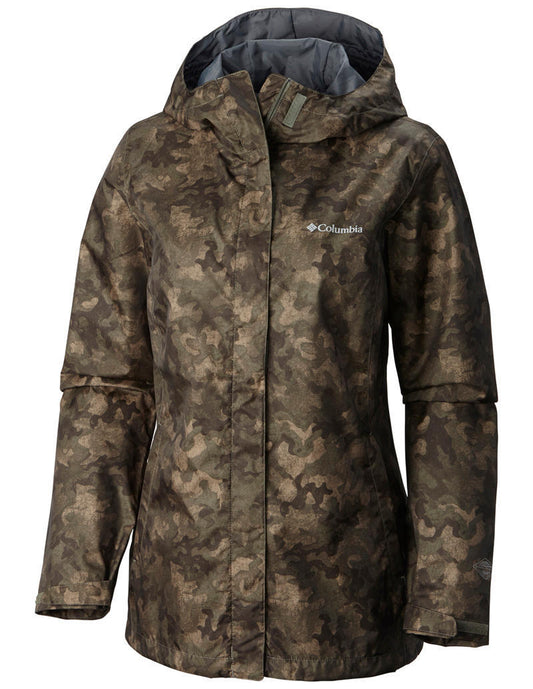 Columbia Women Green Omni-Tech Arcadia Print Waterproof Rain Jacket