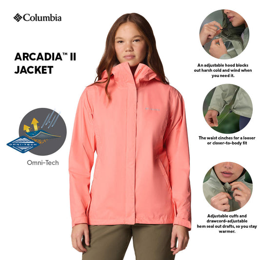 Columbia Womens Pink Omni-Tech Arcadia II Rain Jacket